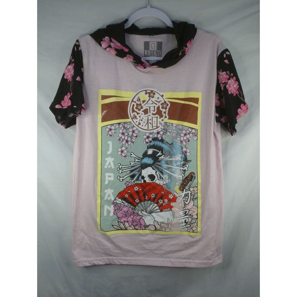 Bailey Apparel M Pink SS Japan Graphic Print Hoodie Floral